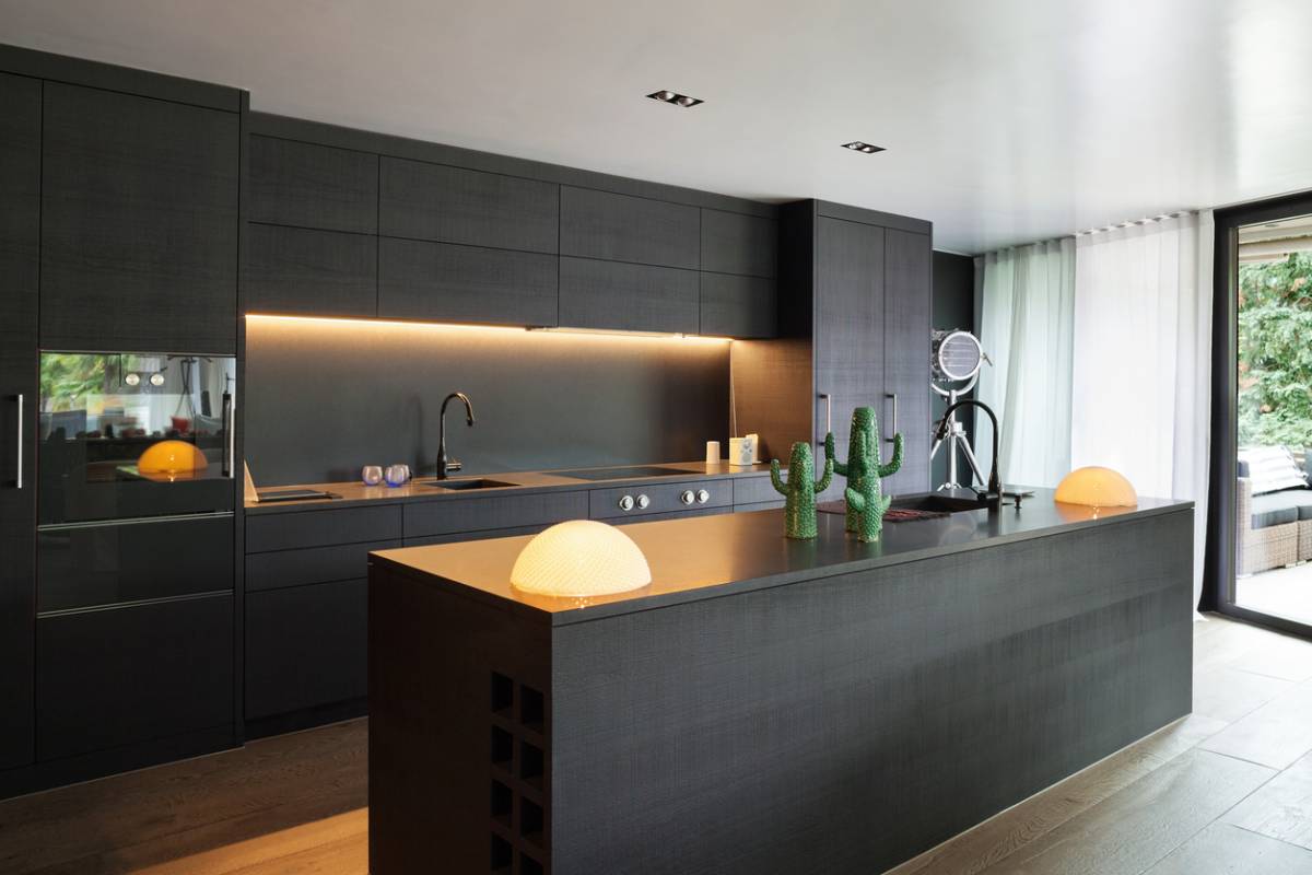 Concept image of stylish kitchen cabinets